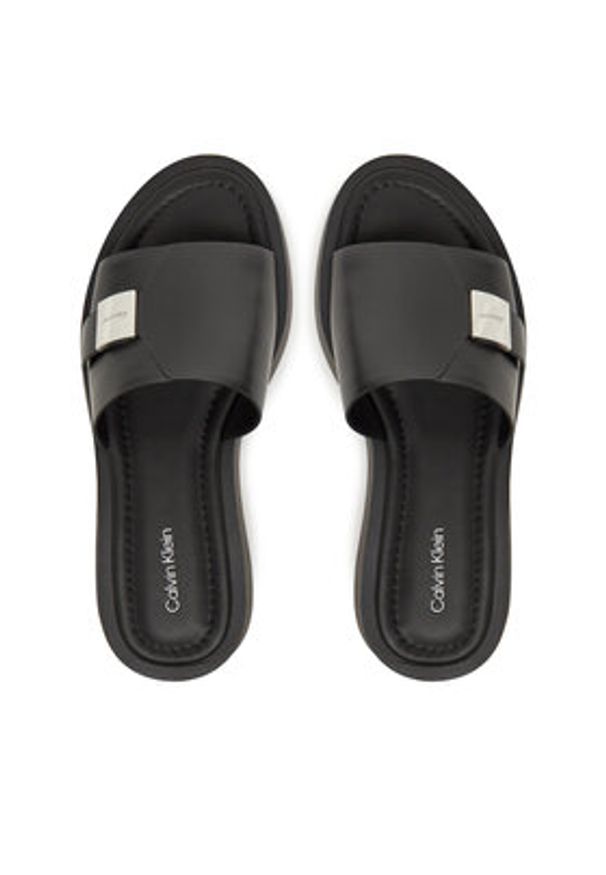 Calvin Klein Klapki Flatform Slide W/Ck Hw - Lth HW0HW02368 Czarny. Kolor: czarny. Materiał: skóra