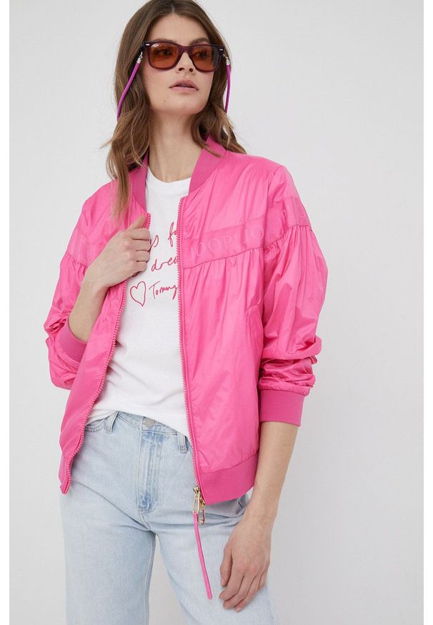 JOOP! - Joop! kurtka damska kolor różowy przejściowa. Okazja: na co dzień. Kolor: różowy. Materiał: materiał. Wzór: gładki. Styl: casual