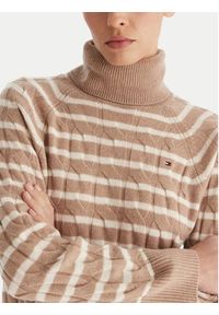 TOMMY HILFIGER - Tommy Hilfiger Golf WW0WW46791 Beżowy Regular Fit. Typ kołnierza: golf. Kolor: beżowy. Materiał: wełna #2