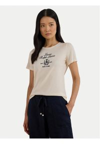 Lauren Ralph Lauren - LAUREN RALPH LAUREN T-Shirt 200P03725002 Beżowy Relaxed Fit. Kolor: beżowy. Materiał: bawełna #1