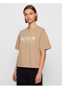 BOSS - Boss T-Shirt C_Evina_Active 50457388 Beżowy Relaxed Fit. Kolor: beżowy. Materiał: bawełna #1