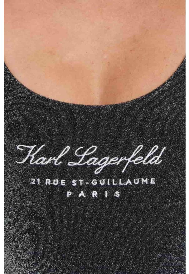 Karl Lagerfeld - KARL LAGERFELD Czarny damski jednoczęściowy strój kąpielowy Hotel Karl Lurex, Rozmiar S. Kolor: czarny