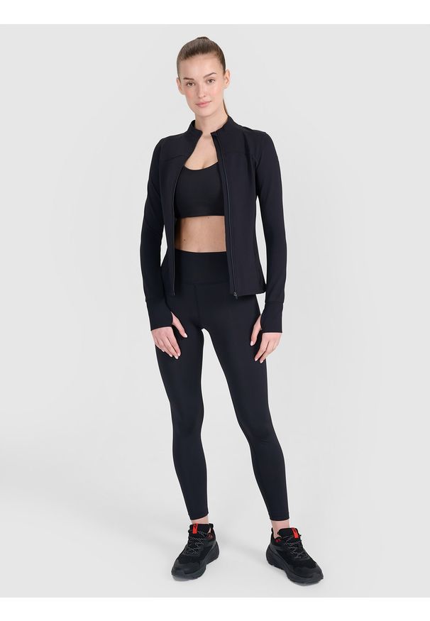 4f - 4F Bluza treningowa slim szybkoschnąca damska - czarna XS. Kolor: czarny