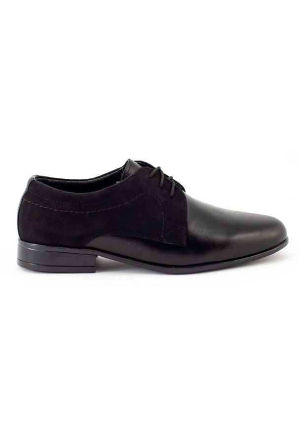 Lukas Buty dziecięce wizytowe komunijne J1 czarne. Okazja: na komunię. Kolor: czarny. Materiał: materiał, skóra, jeans. Styl: wizytowy
