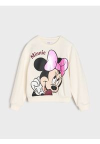Sinsay - Bawełniana bluza crewneck Minnie Mouse - kremowy. Kolor: kremowy. Materiał: bawełna. Wzór: motyw z bajki