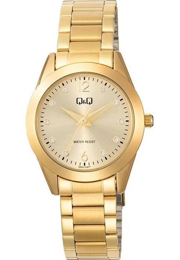 Zegarek damski QQ Q82B-008P CYRKONIE złoty. Kolor: złoty