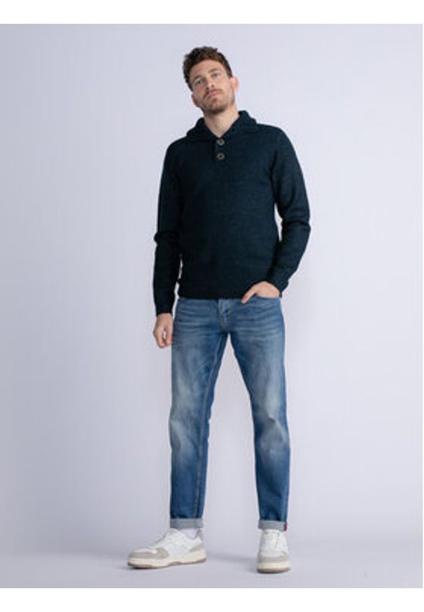 Petrol Industries Sweter M-3030-KWC217 Granatowy Regular Fit. Kolor: niebieski. Materiał: syntetyk