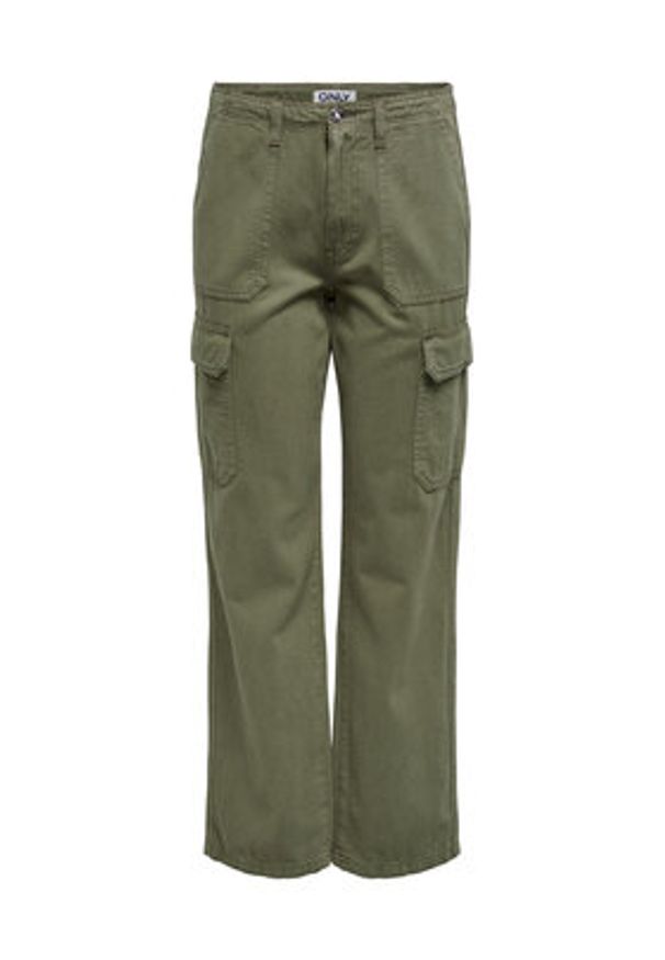 only - ONLY Spodnie materiałowe 15300976 Zielony Loose Fit. Kolor: zielony. Materiał: bawełna
