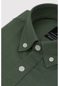 Pako Lorente - PAKO LORENTE – Zielona bawełniana koszula męska. Kolor: czarny, zielony. Materiał: bawełna. Długość rękawa: długi rękaw. Długość: długie. Wzór: gładki #2