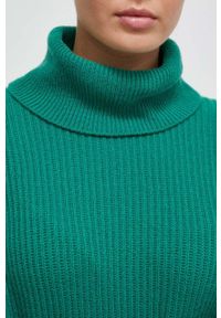 United Colors of Benetton sweter wełniany damski kolor zielony lekki z golfem. Typ kołnierza: golf. Kolor: zielony. Materiał: wełna. Długość rękawa: długi rękaw. Długość: długie #3