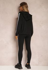 Renee - Czarny Komplet Dresowy 3-częściowy z Lampasami Fevina. Kolekcja: plus size. Kolor: czarny. Materiał: dresówka #6