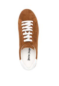 PALM ANGELS - Brązowe sneakersy z logo. Kolor: brązowy. Materiał: guma, zamsz. Wzór: aplikacja #5
