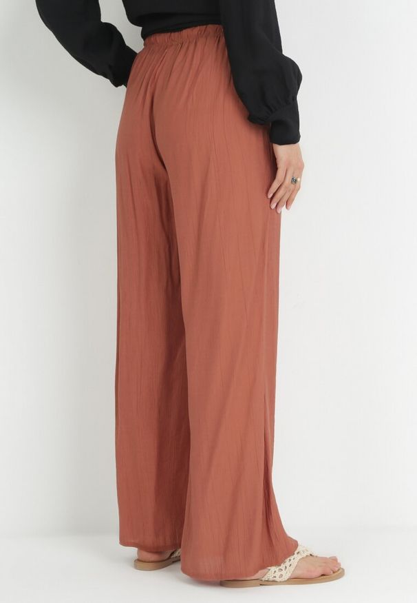 Born2be - Pomarańczowe Spodnie z Gumką w Pasie Angelona. Kolor: pomarańczowy. Materiał: materiał. Sezon: lato