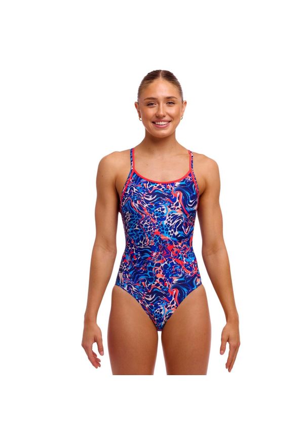 Strój kąpielowy jednoczęściowy FUNKITA Mad Cat - Diamond Back. Kolor: wielokolorowy