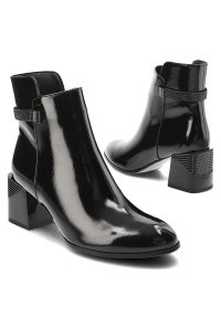 Czarne Botki S.Barski Eleganckie Obuwie Damskie. Okazja: na co dzień. Kolor: czarny. Materiał: skóra ekologiczna. Obcas: na obcasie. Styl: elegancki. Wysokość obcasa: średni #3