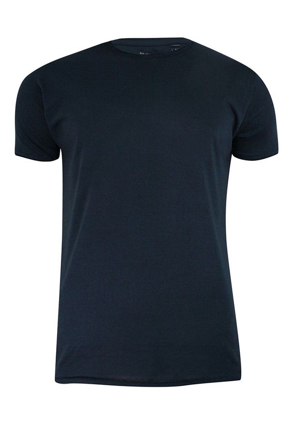 Brave Soul - T-Shirt (Koszulka) Granatowy Bez Nadruku, Okrągły Dekolt, Postrzępione Brzegi -BRAVE SOUL- Męski. Okazja: na co dzień. Kolor: niebieski. Materiał: bawełna. Styl: casual