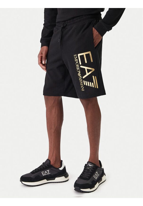 EA7 Emporio Armani Szorty sportowe 7M001414 AF22266 MC004 Czarny Regular Fit. Kolor: czarny. Materiał: bawełna. Styl: sportowy