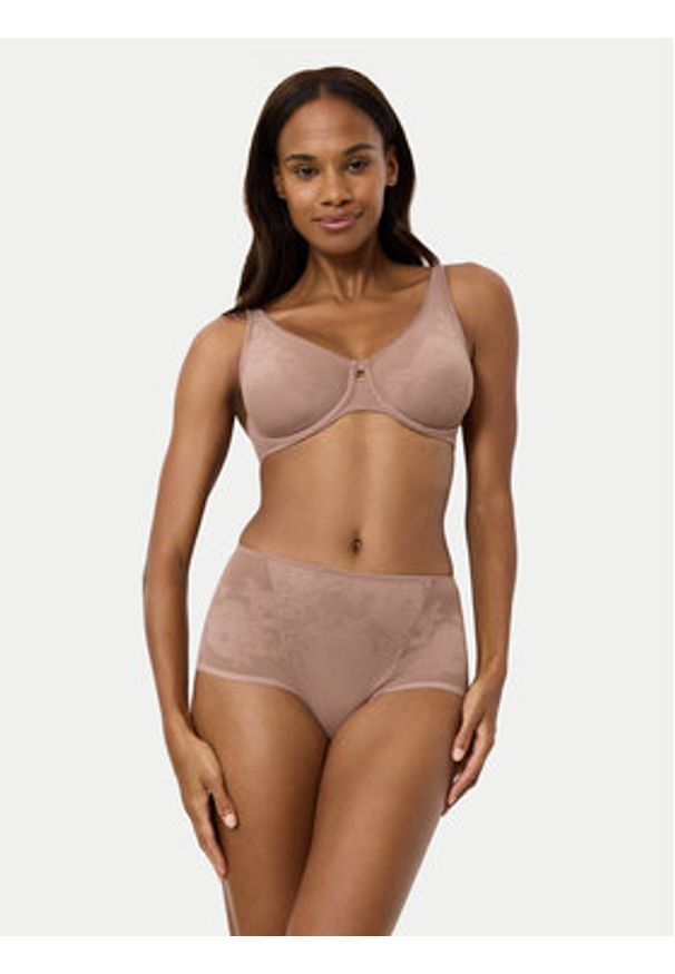 Triumph Biustonosz z fiszbiną Wild Rose Sensation 10205953 Brązowy. Kolor: brązowy. Materiał: syntetyk