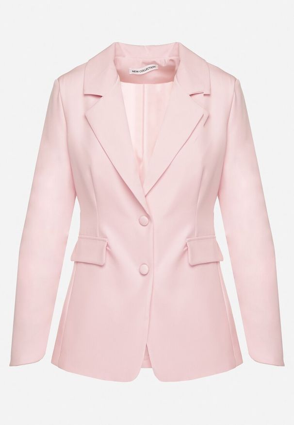 Born2be - Różowa Taliowana Marynarka z Usztywnioną Linią Ramion Finzeki. Okazja: na co dzień. Kolor: różowy. Materiał: jeans. Styl: klasyczny, casual