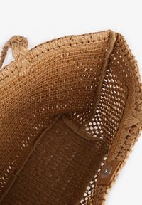 Renee - Ciemnobeżowa Torebka Shopper z Plecionki z Napisem Ulolanea. Kolor: beżowy. Wzór: napisy. Styl: klasyczny, casual #3