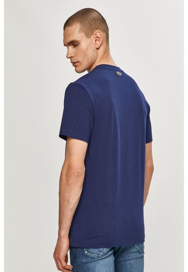Lacoste - T-shirt. Okazja: na co dzień. Kolor: niebieski. Wzór: nadruk. Styl: casual