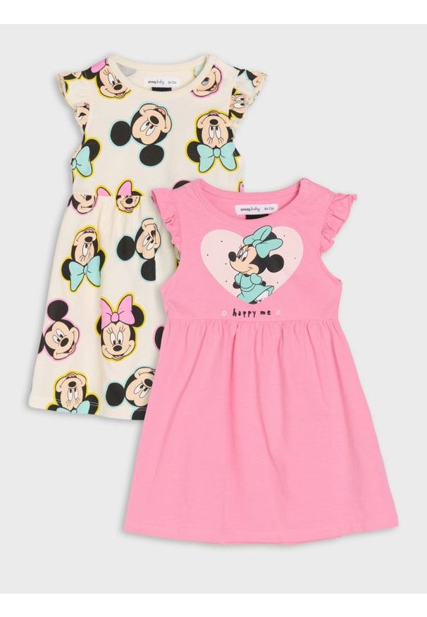 Sinsay - Sukienki 2 pack Minnie Mouse - begonia. Wzór: motyw z bajki