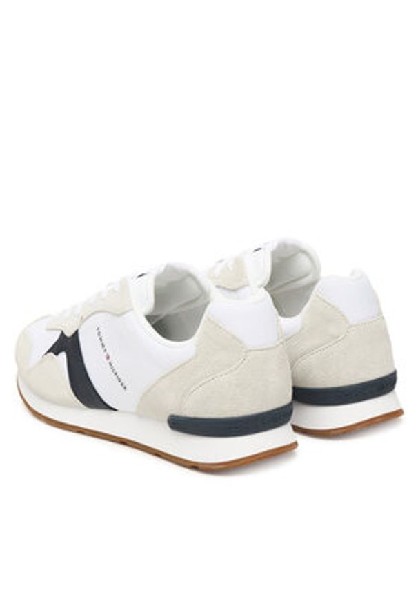 TOMMY HILFIGER - Tommy Hilfiger Sneakersy Runner Icon Mix FM0FM05679 Écru. Kolor: kremowy. Materiał: skóra, zamsz