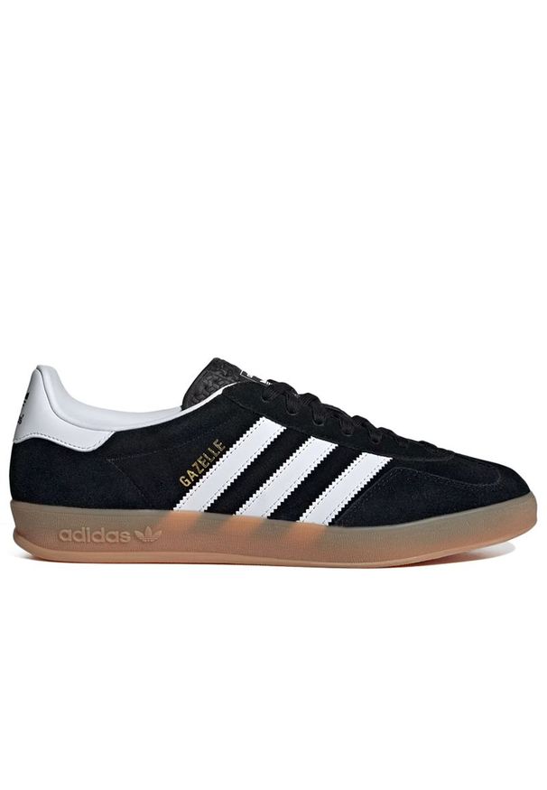 Adidas - Buty adidas Gazelle Indoor JI2060 - czarne. Okazja: na uczelnię. Zapięcie: pasek. Kolor: czarny. Materiał: guma, zamsz, skóra. Szerokość cholewki: normalna. Wzór: aplikacja, paski. Sezon: lato. Model: Adidas Gazelle