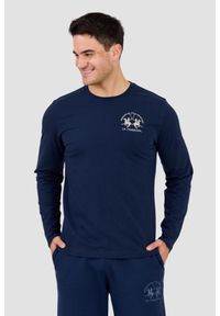 La Martina - LA MARTINA Granatowy męski longsleeve JERSEY, Rozmiar M. Kolor: czarny. Materiał: jersey. Długość rękawa: długi rękaw. Długość: długie