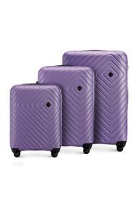 Wittchen - Zestaw walizek z ABS-u z geometrycznym tłoczeniem fioletowy. Kolor: fioletowy. Materiał: poliester. Wzór: geometria. Styl: elegancki