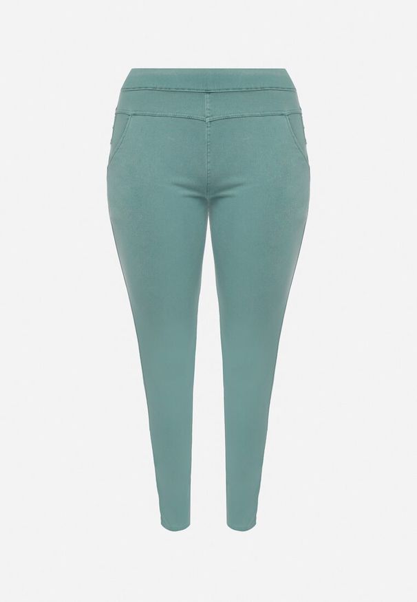 Born2be - Jasnozielone Spodnie z Gumką w Talii i Prostymi Nogawkami Lotlipa. Okazja: na spotkanie biznesowe, na co dzień. Kolekcja: plus size. Kolor: zielony. Styl: biznesowy, elegancki, casual