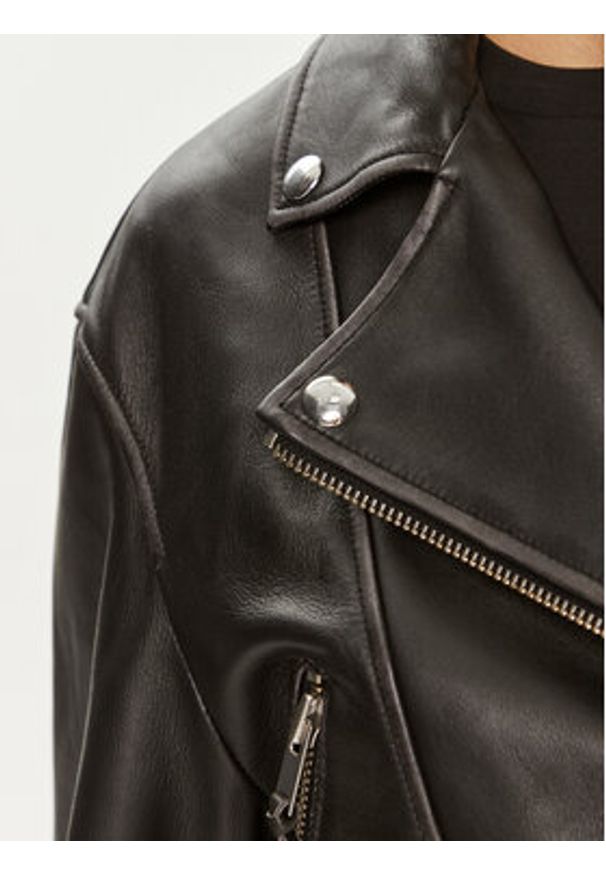 Weekend Max Mara Kurtka skórzana Saletta 2425446041 Czarny Standard Fit. Kolor: czarny. Materiał: skóra