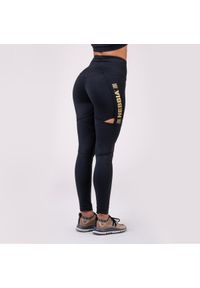 NEBBIA - Legginsy fitness damskie Nebbia Honey Bunny Czarne. Kolor: żółty, wielokolorowy, czarny, pomarańczowy. Sport: fitness