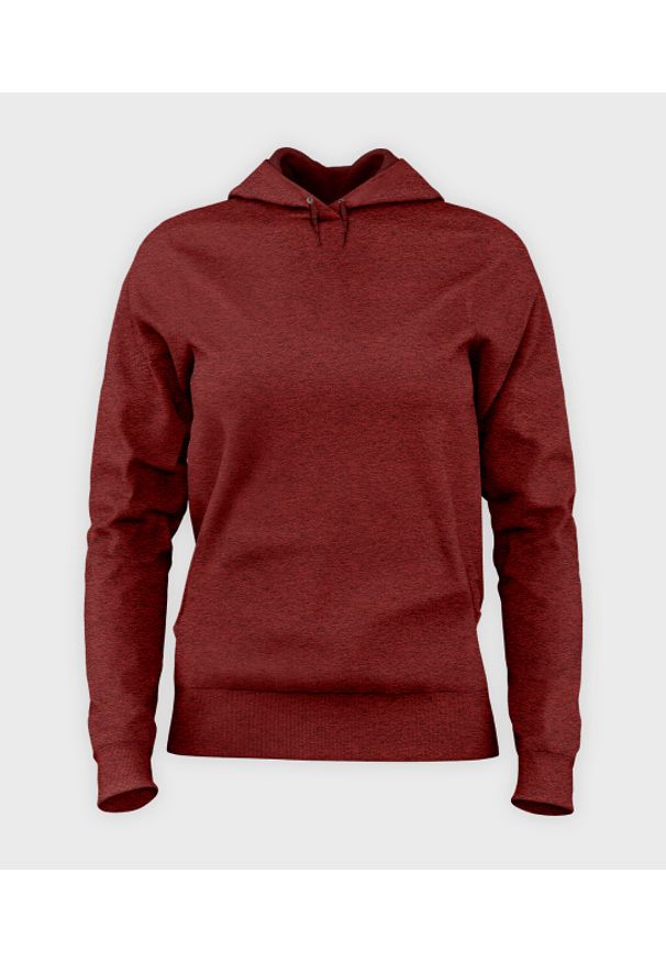 MegaKoszulki - Damska bluza z kapturem taliowana (bez nadruku, gładka) - czerwona. Typ kołnierza: kaptur. Kolor: czerwony. Wzór: gładki