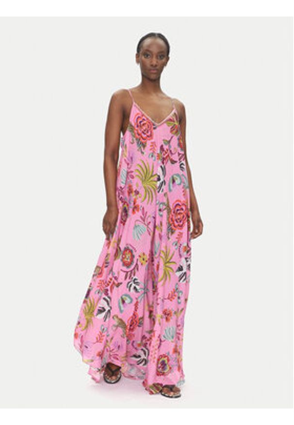 LOLA CASADEMUNT Sukienka letnia LS2516030 Różowy Relaxed Fit. Kolor: różowy. Materiał: wiskoza. Sezon: lato