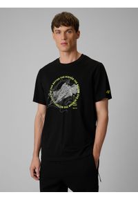 4f - 4F T-shirt regular z nadrukiem męski - czarny L. Okazja: na co dzień. Kolor: czarny. Materiał: dzianina, bawełna. Wzór: nadruk. Styl: casual #1