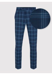 Pako Lorente - PAKO LORENTE – Granatowe spodnie garniturowe w niebieską kratę. Kolor: niebieski. Materiał: poliester, elastan, wiskoza #6