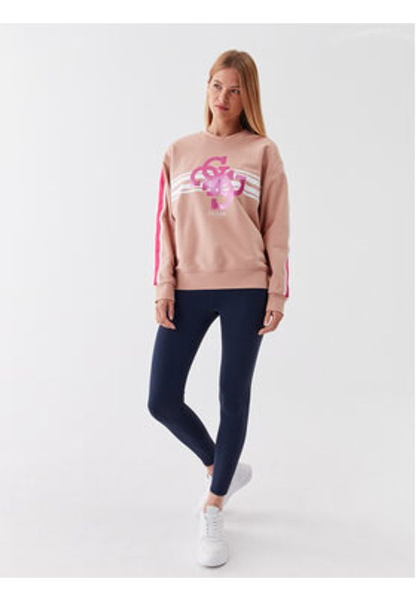Guess Bluza V3YQ17 KBV71 Brązowy Regular Fit. Kolor: brązowy. Materiał: bawełna