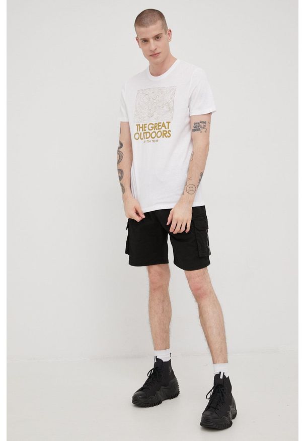 Tom Tailor t-shirt bawełniany kolor biały z nadrukiem. Kolor: biały. Materiał: bawełna. Wzór: nadruk
