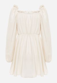 Renee - Jasnobeżowa Gorsetowa Sukienka Hiszpanka Vices z Guzikami i Bufiastymi Rękawami Resena. Typ kołnierza: dekolt gorset, dekolt hiszpanka. Kolor: beżowy. Materiał: bawełna, skóra. Typ sukienki: gorsetowe #7