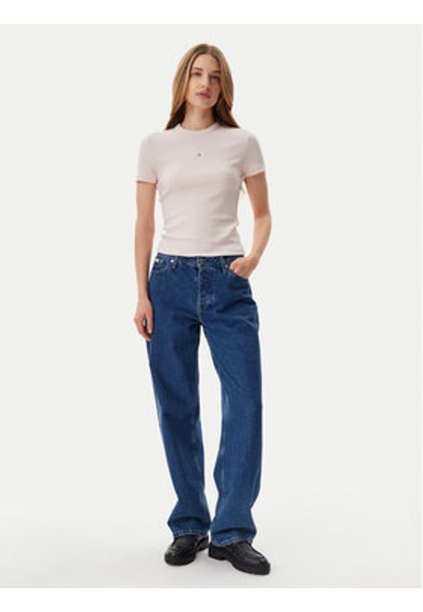 Calvin Klein Jeans T-Shirt J20J225245 Różowy Slim Fit. Kolor: różowy. Materiał: bawełna