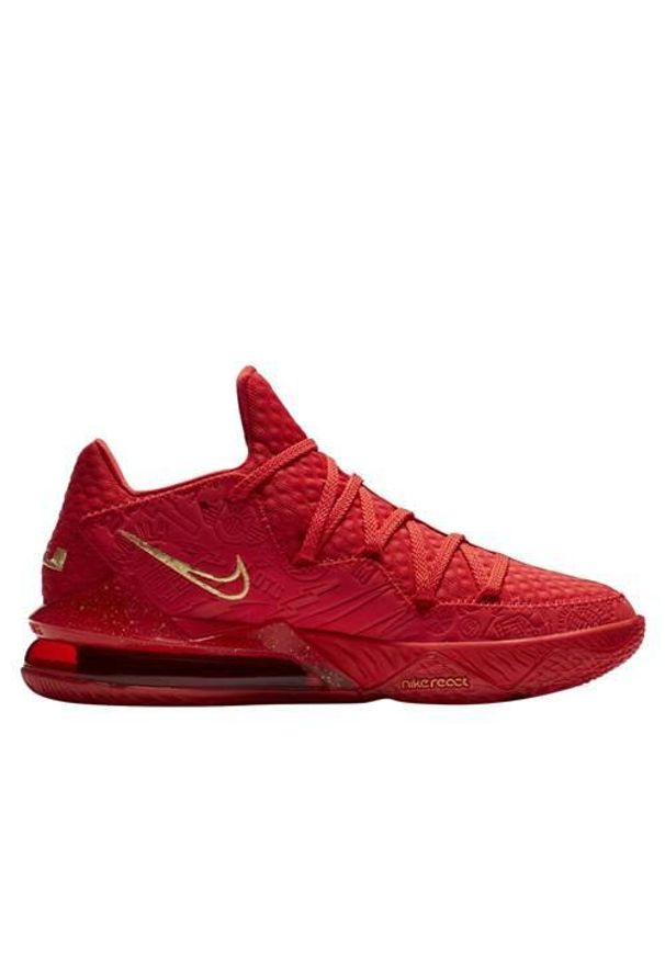 Buty koszykarskie męskie Nike Lebron Xvii Low PH. Kolor: czerwony. Materiał: guma, materiał, tkanina, syntetyk. Szerokość cholewki: normalna