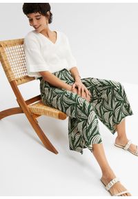 bonprix - Szerokie spodnie z dżerseju z mieszanki bawełny i wiskozy. Kolor: zielony. Materiał: wiskoza, jersey, bawełna. Sezon: lato #2