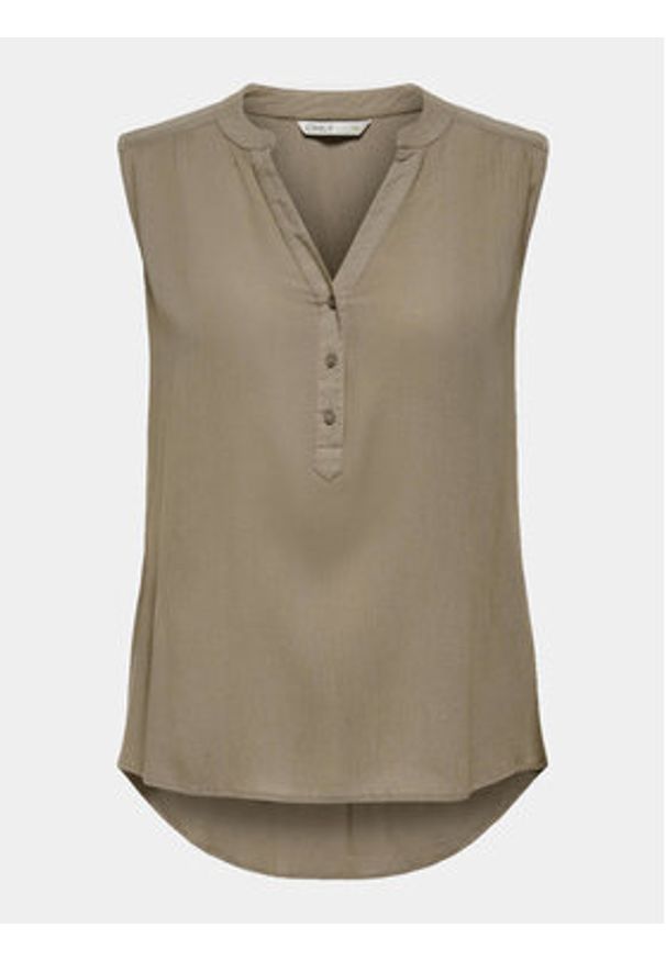 only - ONLY Bluzka Jette 15213420 Brązowy Regular Fit. Kolor: brązowy. Materiał: wiskoza