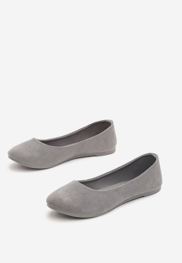 Renee - Szare Balerinki Gibbs. Nosek buta: okrągły. Zapięcie: bez zapięcia. Kolor: szary. Materiał: materiał. Obcas: na płaskiej podeszwie. Styl: elegancki, klasyczny