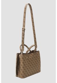 Guess - GUESS Brązowa torebka damska logowana Meridian. Kolor: brązowy. Materiał: skórzane