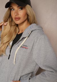 Renee - Szara Rozpinana Bluza z Dodatkiem Bawełny z Kapturem i Polarem Tadela. Okazja: na co dzień. Typ kołnierza: kaptur. Kolor: szary. Materiał: polar, bawełna. Styl: elegancki, casual #5