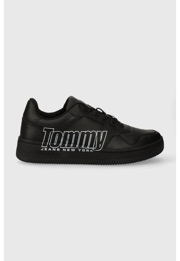 Tommy Jeans sneakersy TJM BASKET LOGO kolor czarny EM0EM01257. Nosek buta: okrągły. Kolor: czarny. Materiał: guma