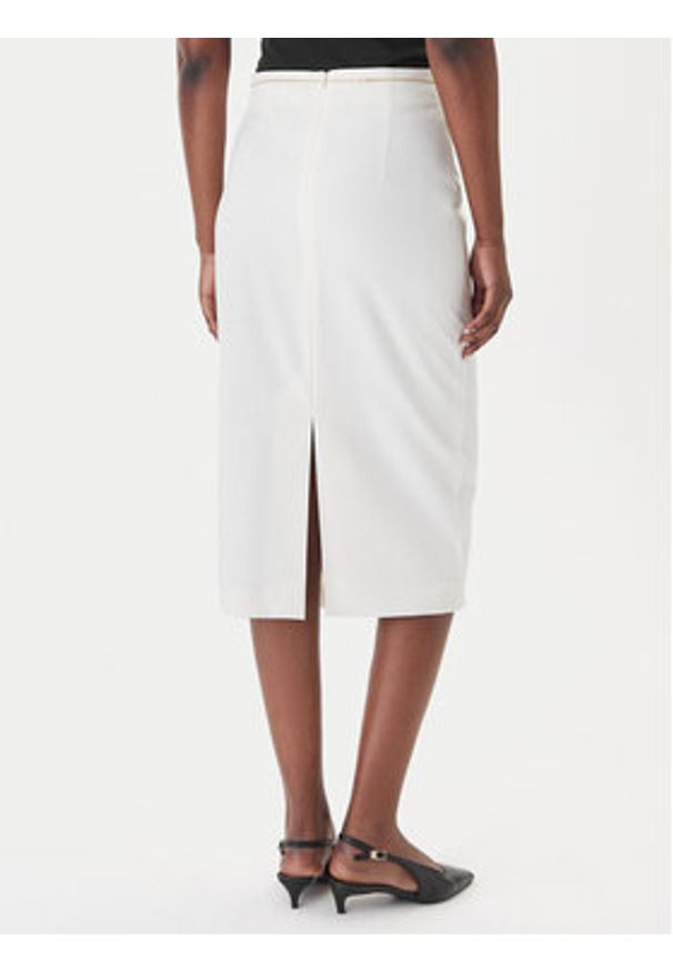 Hugo - HUGO Spódnica ołówkowa Ratsa 50558168 Écru Slim Fit. Kolor: kremowy. Materiał: syntetyk, wiskoza