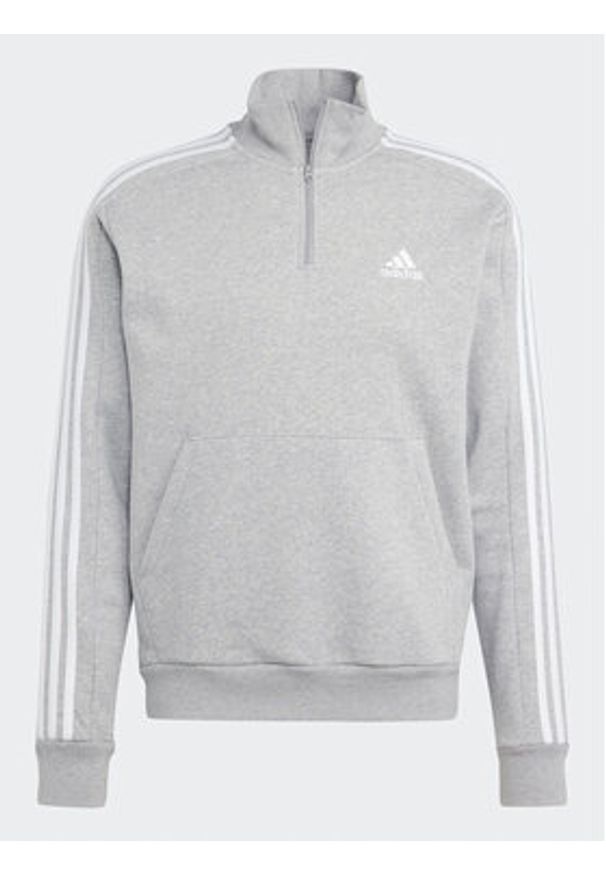 Adidas - adidas Bluza Essentials Fleece 3-Stripes IJ8905 Szary Regular Fit. Kolor: szary. Materiał: bawełna